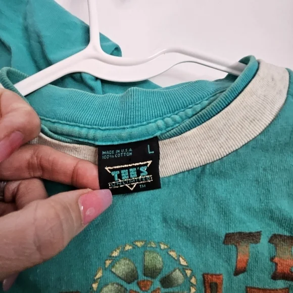 Vintage Native Turquoise T-shirt Short Sleeve Made in USA Men's Size Large - Picture 10 of 10